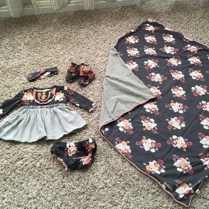 Matilda Jane 0 to 3 month dress & blanket set